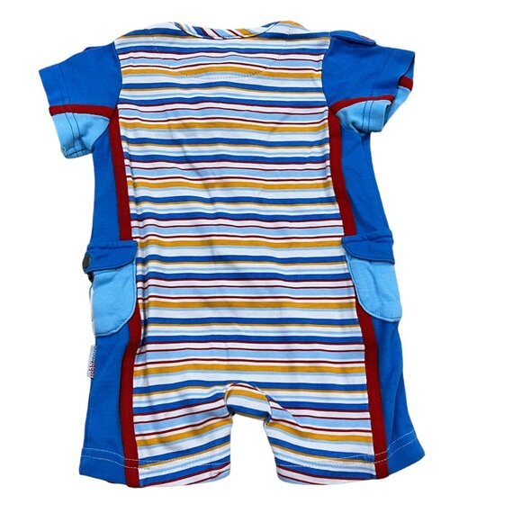 Rabbit Moon Baby Shortalls Romper 0-3 Months Striped Short Sleeve - Picture 4 of 4